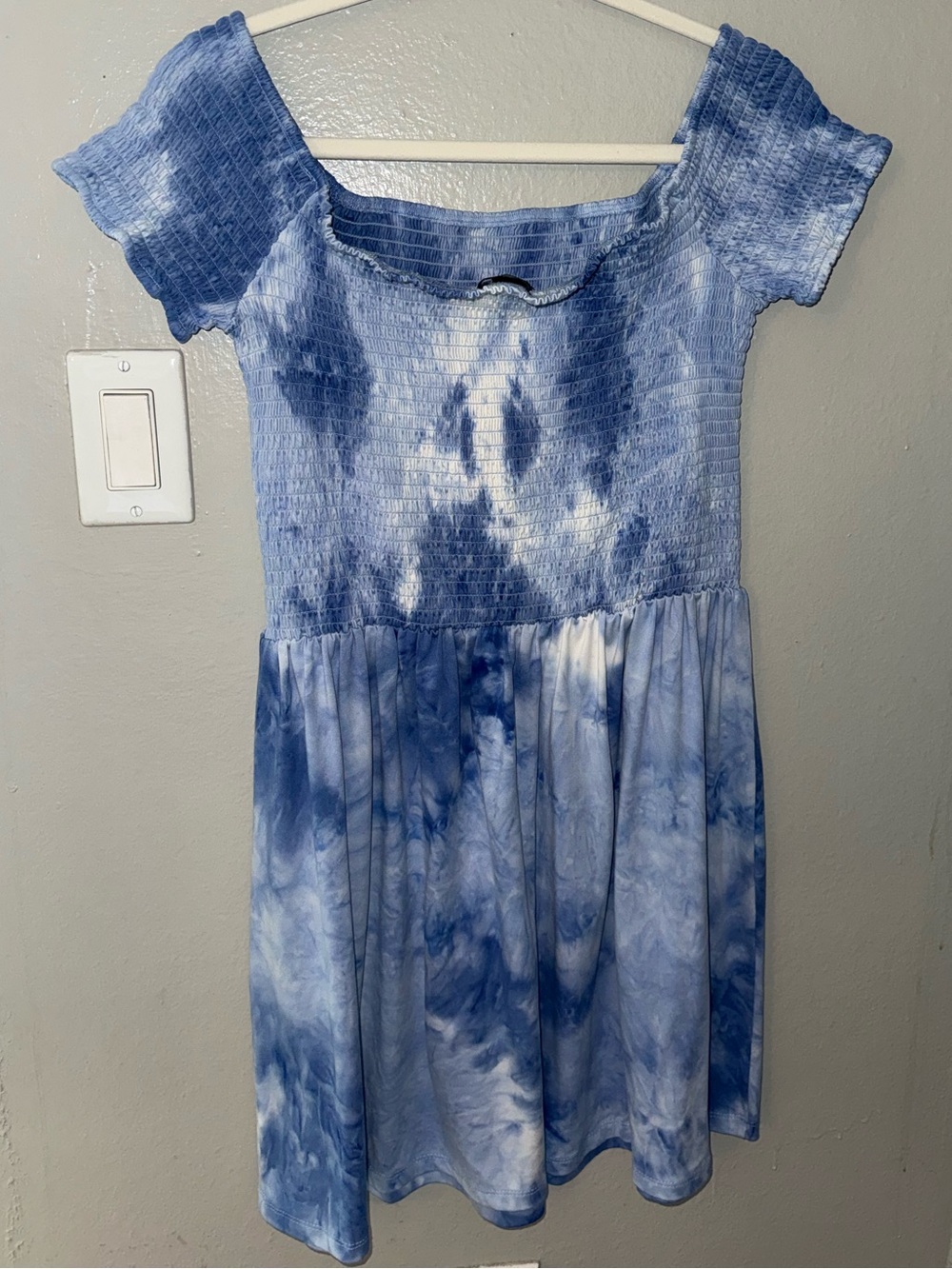 XL Blue Tie-Dye Off The Shoulder Dress - Picture 1 of 4